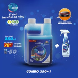 Bộ sản phẩm lau chùi đa năng sinh học 3E KLEEN - 1 chai 500ml + 1 bình 250ml dd đậm đặc 79270