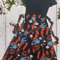 Đầm maxi họa tiết hoa lá tay ngắn, freesize (S,,M) độ mới cao 970337