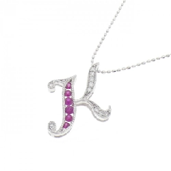 K18WG Ruby Chữ K Dây Chuyền 0.12CT - Hàng hiệu Chính hãng 857624