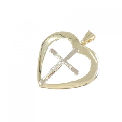 Mặt dây chuyền hình trái tim × cây thánh giá 10KYG/10KWG - Hàng hiệu Authentic