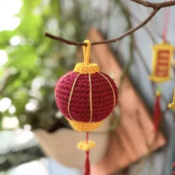 Đèn lồng mini làm bằng len trang trí không gian ngày Tết thêm rực rỡ  762764