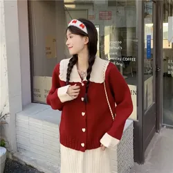 Áo len đỏ nút tim 701882