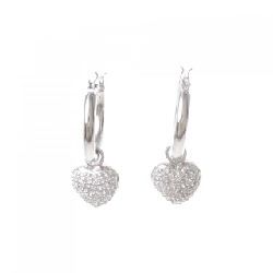PT900/K18WG 2WAY Heart Pave Diamond Earrings 0.20CT - Hàng hiệu Authentic