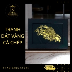 Tranh Treo Tường/ Để Bàn Dát Vàng Mẫu Cá Chép 4113