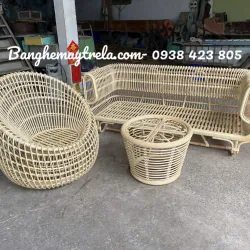 Bàn ghế sofa trứng mây tre đan 593734