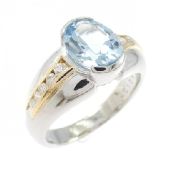 Nhẫn Aquamarine PT900/K18YG 1.37CT - Hàng hiệu Chính hãng