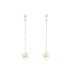 K18WG Bông tai ngọc trai Akoya 7.4mm - Hàng hiệu Chính hãng