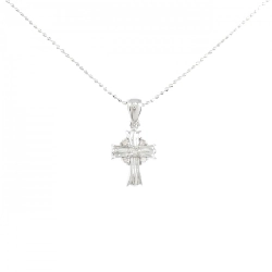 K18WG Dây chuyền kim cương chéo 0.09CT - Hàng hiệu Authentic