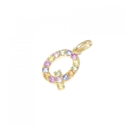 K18YG Chữ cái Q Mặt dây chuyền Sapphire 0.26CT - Hàng hiệu Chính hãng