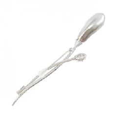 K18WG Ngọc trai đen brooch - Hàng hiệu Authentic 871036