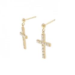 K18YG Bông tai kim cương chéo 0.32CT - Hàng hiệu chính hãng 868546