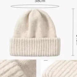 Mũ beanie len trắng dày dặn 763084