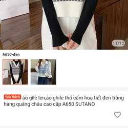 áo gile len dáng croptop free sz hoa văn đen trắng