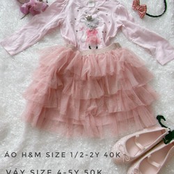 (chỉ váy) váy tầng hồng nude cho bé
