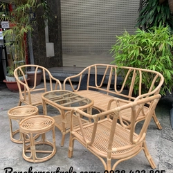 Bàn ghế mây phòng khách lưng V đơn giản 452327