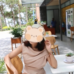 Đầm trễ vai bo nhấn eo Up2 Workshop thanh lịch màu da ánh nâu S 483186