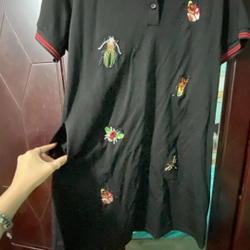 Đầm thun đen dâng suông hoạ tiết thuê con ong, 90%, thun dày dặn nhưng ko nóng 455701