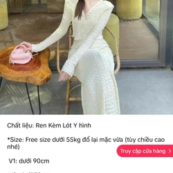 Sét áo ren cổ v cài nút tay dài phối chân váy dài có lót trong cao cấp dịu dàng thanh lịch 314891