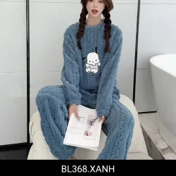 Bộ đồ ngủ lông cừu nữ - Đồ mặc nhà mềm ấm 759585