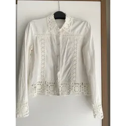 MỚI 99%***ÁO SƠ MI ZARA TRẮNG REN CROPTOP DÀI TAY* REN CÁCH ĐIỆU* TẶNG QUÀ 0Đ FREESHIP 588228