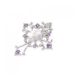 K18WG Mặt dây chuyền đá màu hình chữ thập - Hàng hiệu Chính hãng