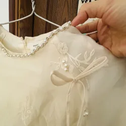 Áo dài tơ trắng tiểu thư 1013739