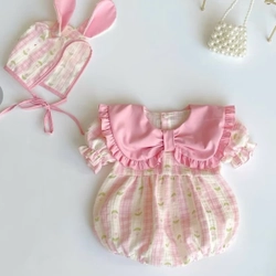 Bodysuit xô muslin, cổ nơ to cho bé gái  5-7kg