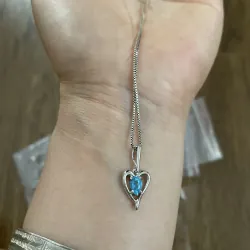 Dây bạc 925 mặt topas xanh trong 1012956