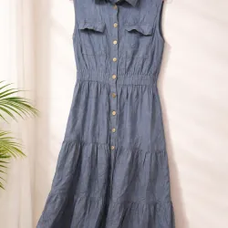 ĐẦM DENIM SƠ MI DÁNG XOÈ 1011506