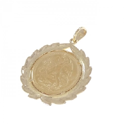 K18YG(枠) Đồng xu mặt dây chuyền - Hàng hiệu Authentic 865324