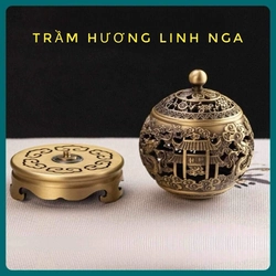 Lư xông trầm bằng đồng chuẩn Ngũ Long Chầu Nguyệt, điêu khắc hình rồng tinh tế sắc nét. 387560