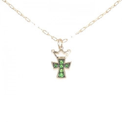 K18PG/K18BG Đan chéo × Vương miện Đá garnet Dây chuyền 0.24CT - Hàng hiệu Chính hãng