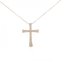 K18PG Dây chuyền kim cương hình chữ thập 0.21CT - Hàng hiệu Chính hãng