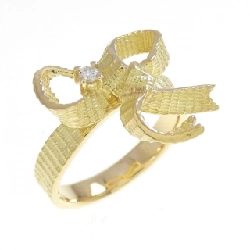 Nhẫn kim cương 750YG hình ruy băng 0.03CT - Hàng hiệu Authentic