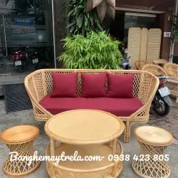 Bàn ghế sofa mây caro nhỏ gọn 715362
