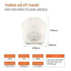 Nồi Cơm Điện Lòng Gốm Tự Nhiên UNIE URC815 574495