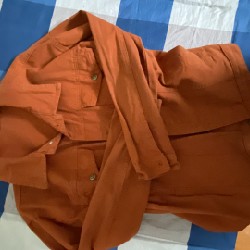 áo kaki nam màu cam đất size xl 