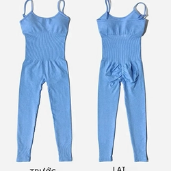 Combo 3 bộ Jumpsuit đồ thể thao tập Yoga, tập Gym thoáng khí (Size M) - Hồng, Xanh, Khaki 333973