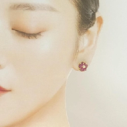 K18YG Bông tai Ruby - Hàng hiệu Chính hãng 874227