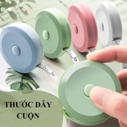 Thước dây dạng cuộn rút mềm dẻo mini, đo eo, đo chiều cao, dài 2M (Màu xanh dương)