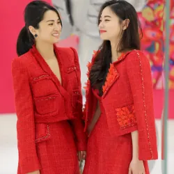 Set áo khoác dạ tweed & chân váy cover SHE BY HOA NGUYEN SIZE M (ko kèm áo quây trong) 748626