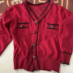 Áo len nữ cổ V bo hàng hiệu màu đỏ size M 707558