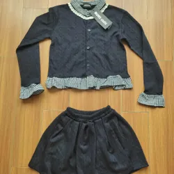 Set váy áo len thừng bé gái <47 ký mặc Tết cực xinh