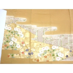 Áo kimono màu sắc lưu giữ, chế tác vàng bạnzen, thêu hình kiếm片喰 - Hàng hiệu Authentic 877950