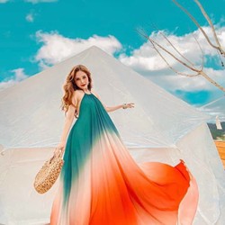 Đầm maxi loang , chất lụa chiffon 138849