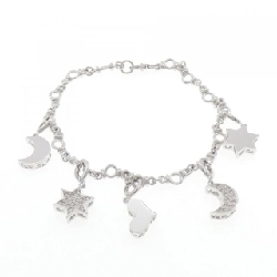 K18WG Heart × Star × Moon Diamond Bracelet 0.13CT - Hàng hiệu Authentic 869787