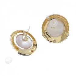 K18YG Mabe Pearl Earrings - Hàng hiệu Authentic 869269