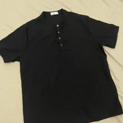 Áo linen cổ tàu đen 729065