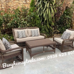 Bàn ghế sofa sân thượng mây nhựa 444216