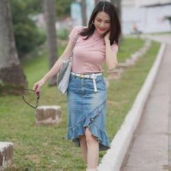 Chân váy jean sz S mặc vài lần 189353